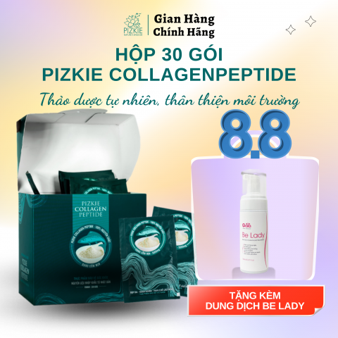 Collagen Cá Hồi COLLAGEN PEPTIDE PIZKIE Trẻ Hóa, Giảm Nếp Nhăn Túi 30 Gói 5gr