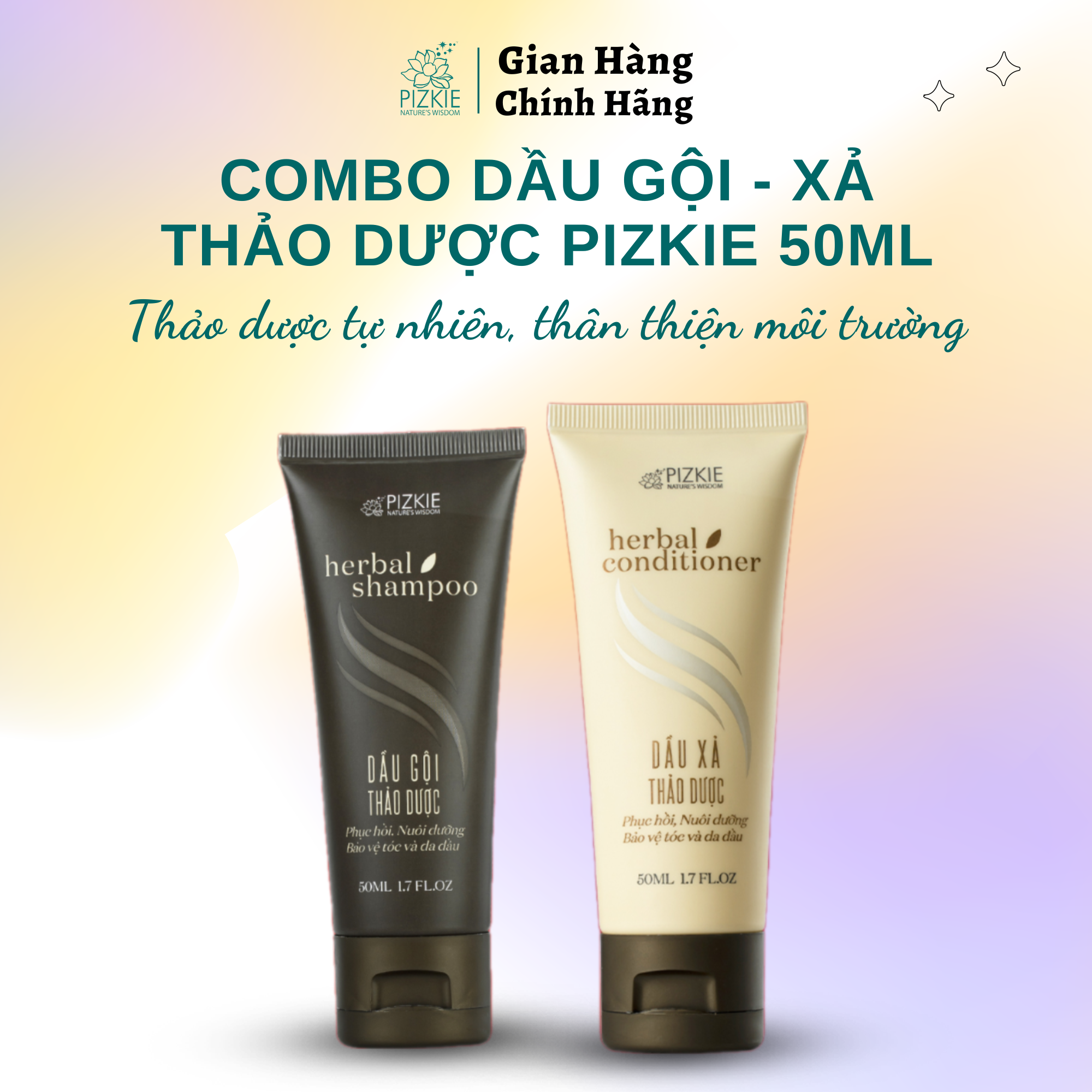 Bộ Herbal Shampoo (Dầu gội thảo dược) 50ml + Herbal Conditioner 50ml